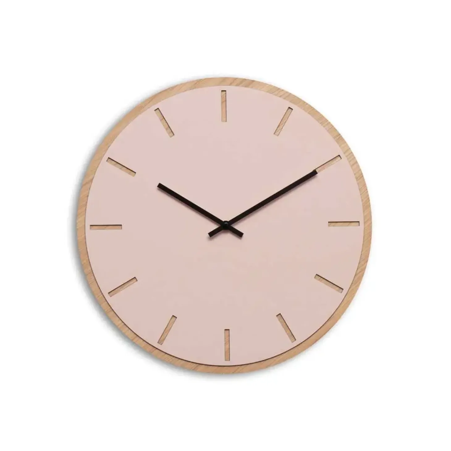 Hemverk - Vægur - Lys Eg/Powder Dusty Rose - Sorte visere - Ø38 cm