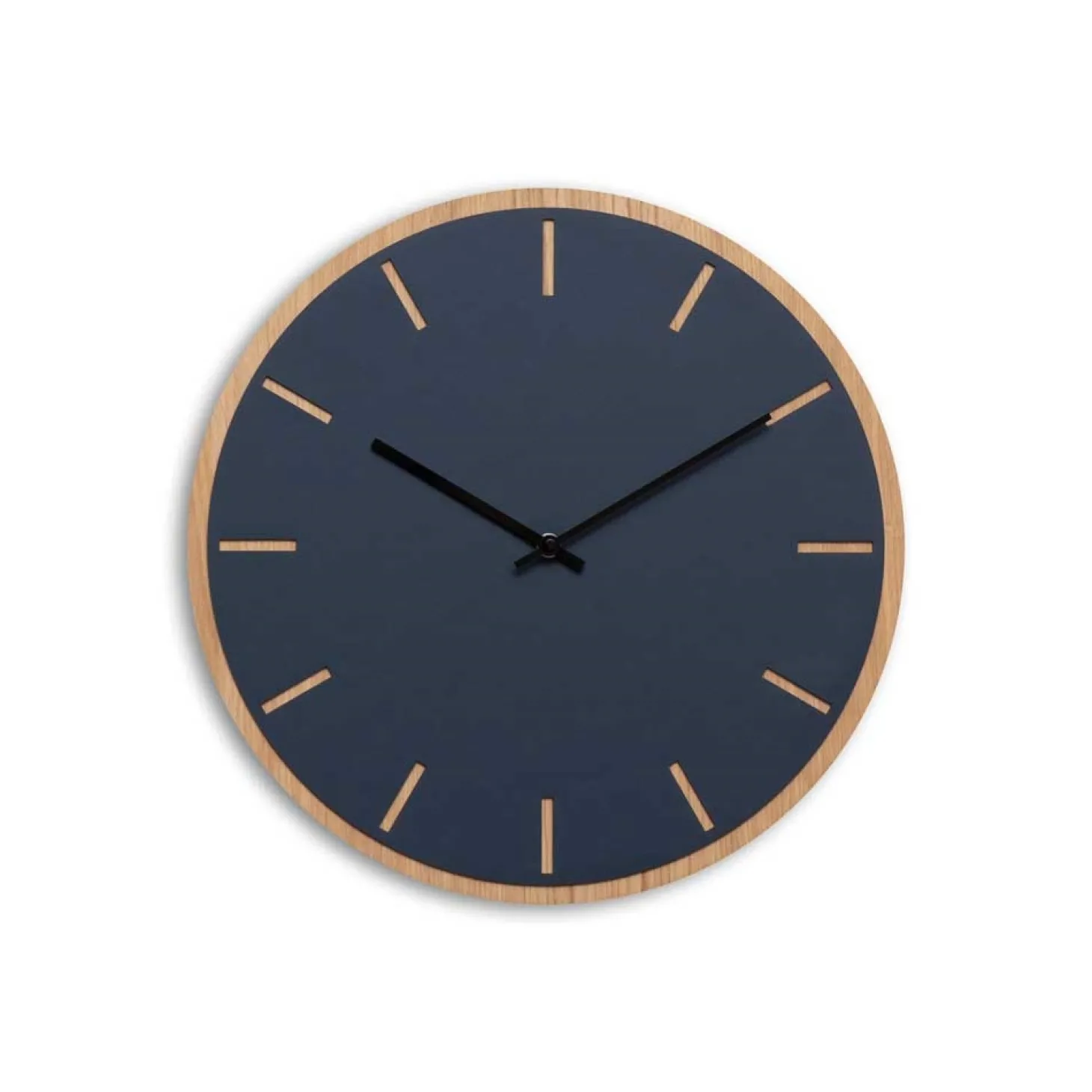Hemverk - Vægur - Lys Eg/Smokey blue - Sorte visere - Ø38 cm