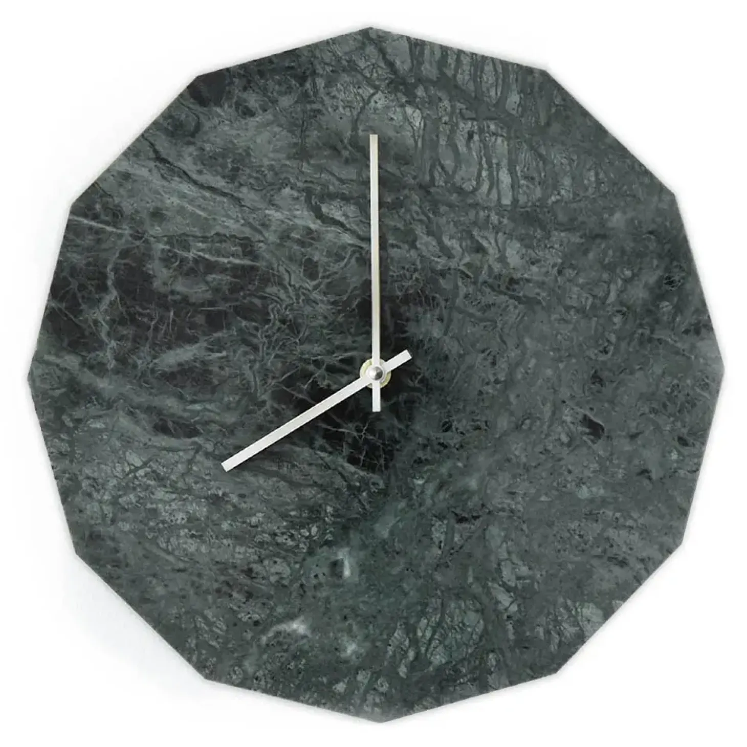 Hemverk - Vægur - Marble Verde - Grøn/Sølv - Ø28 cm