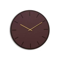 Hemverk - Vægur - Mørk Eg/Burgundy - Guld visere - Ø38 cm