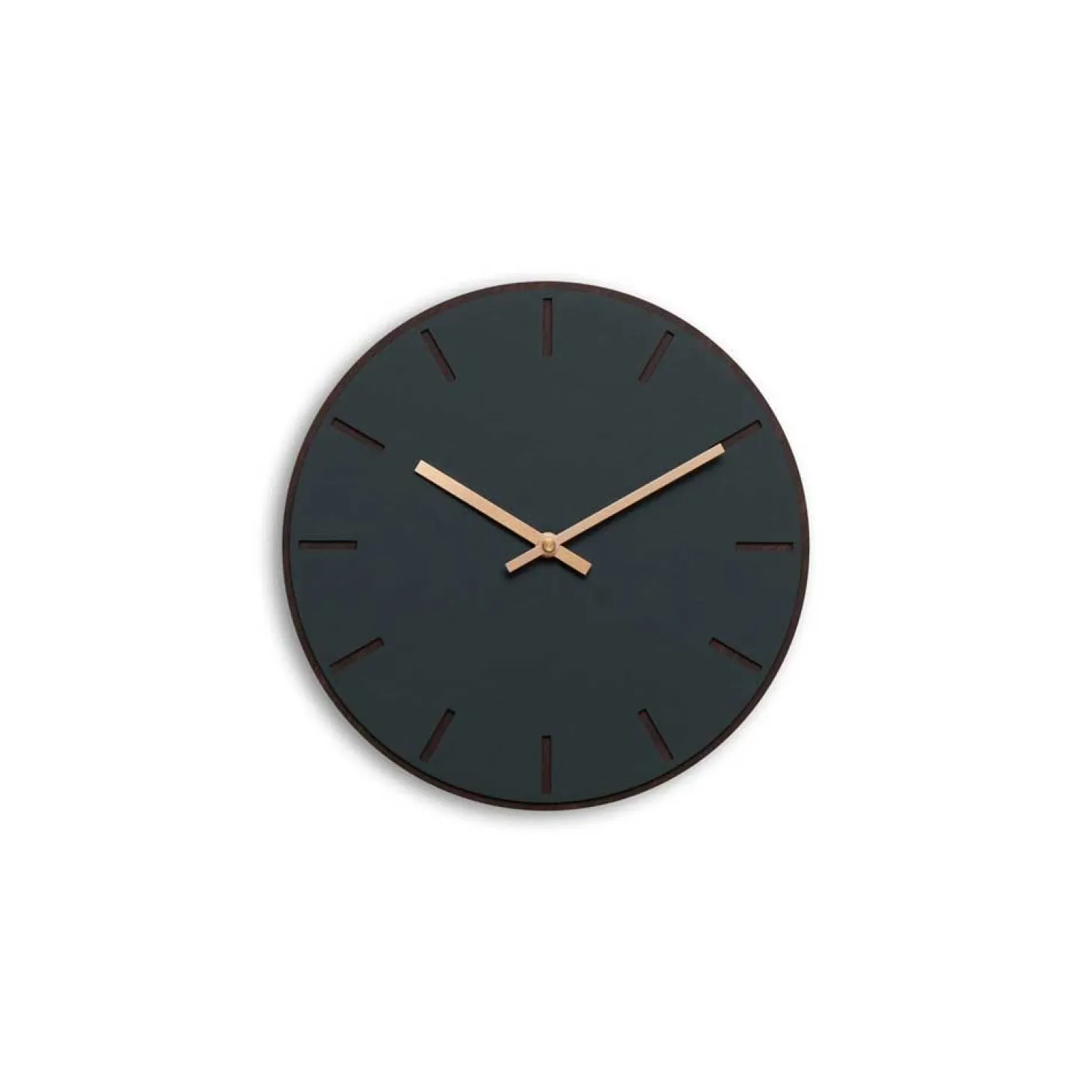 Hemverk - Vægur - Mørk Eg/Conifer Grøn - Kobber visere - Ø28 cm