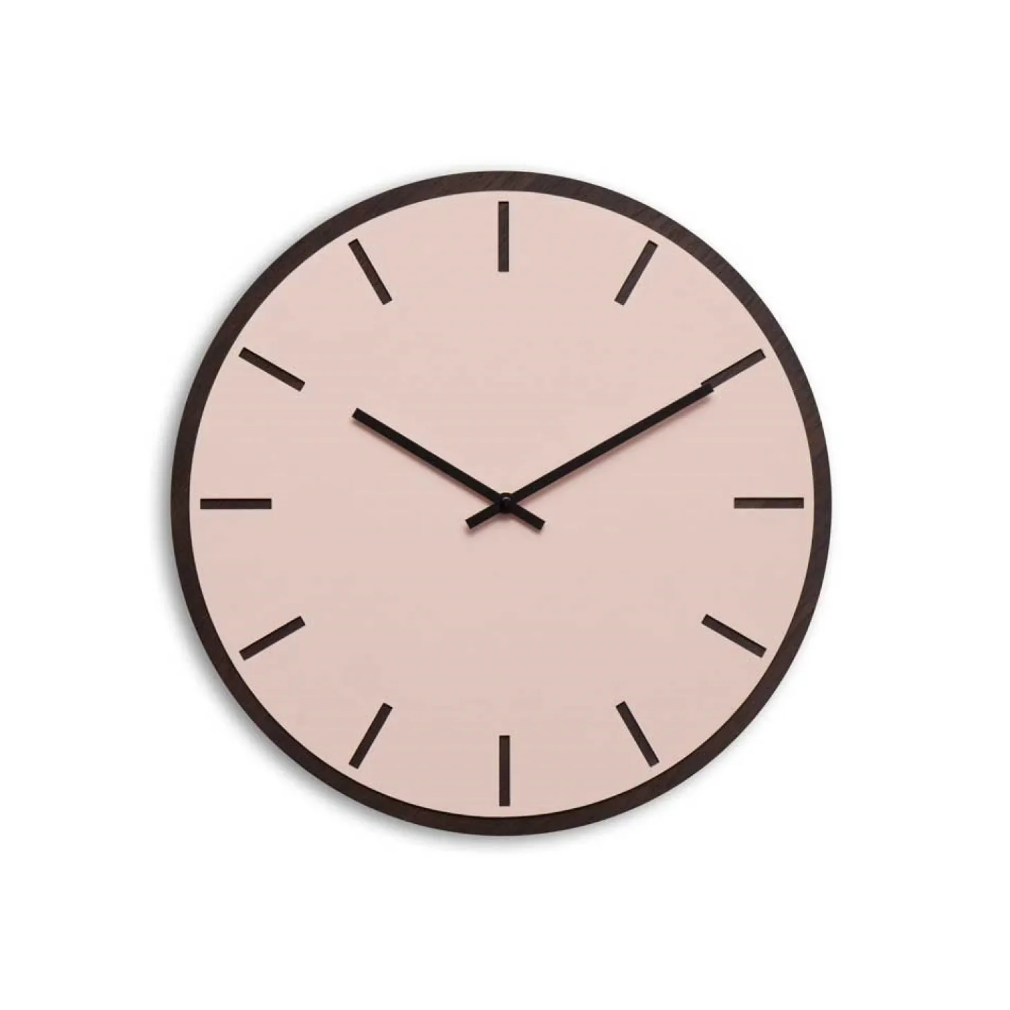 Hemverk - Vægur - Mørk Eg/Powder Dusty Rose - Sorte visere - Ø38 cm