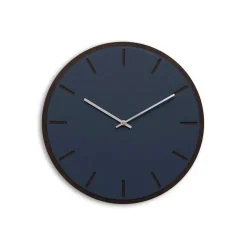 Hemverk - Vægur - Mørk Eg/Smokey Blue - Sølv visere - Ø38 cm