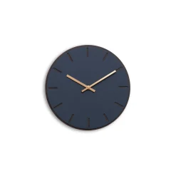 Hemverk - Vægur - Mørk Eg/Smokey Blue - Kobber visere - Ø28 cm