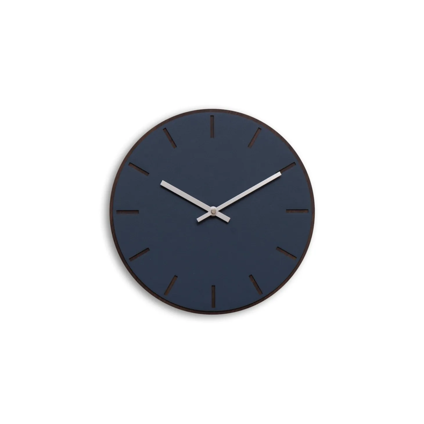 Hemverk - Vægur - Mørk Eg/Smokey Blue - Sølv visere - Ø28 cm