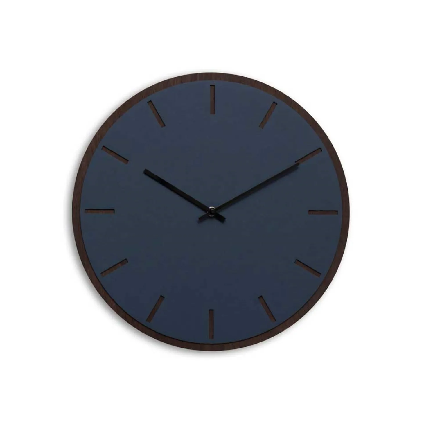 Hemverk - Vægur - Mørk Eg/Smokey Blue - Sorte visere - Ø38 cm