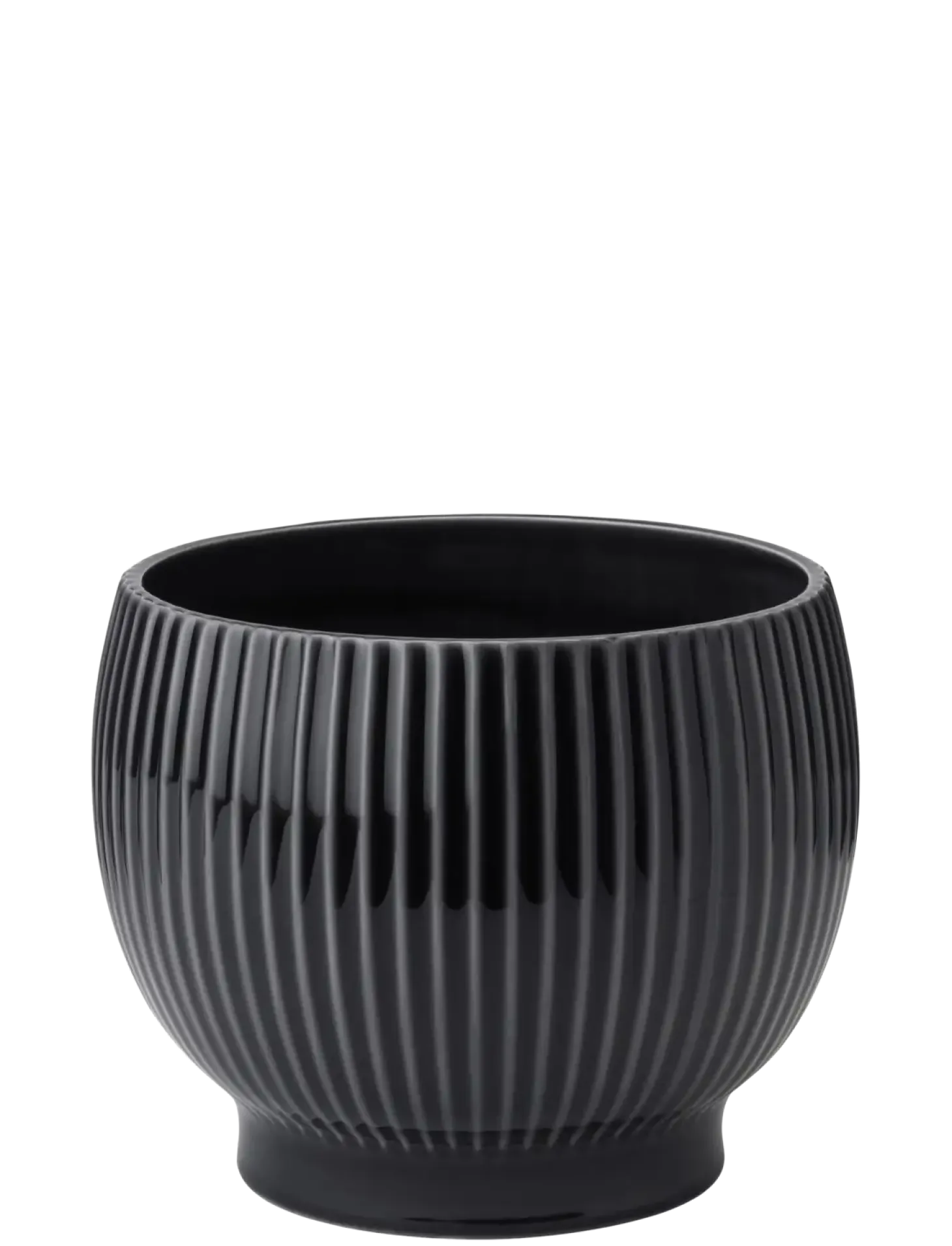 Knabstrup Keramik - urtepotteskjuler Ø 16 cm ripple black