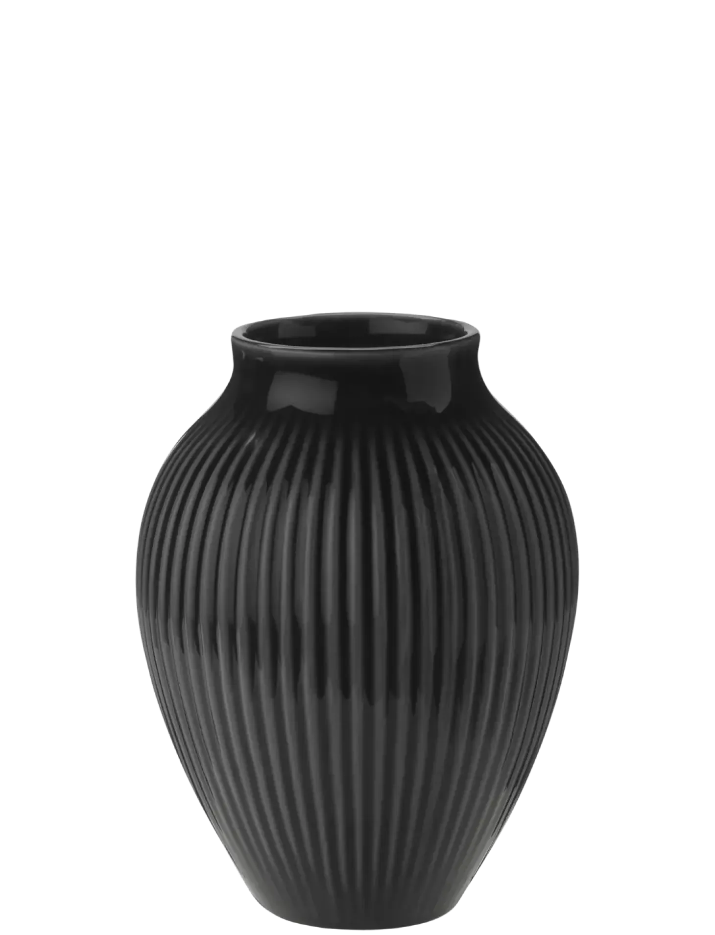 Knabstrup Keramik - vase H 12.5 cm ripple black