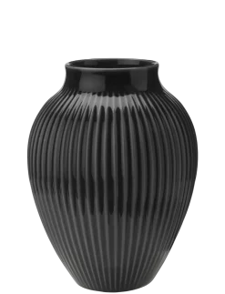 Knabstrup Keramik - vase H 20 cm ripple black