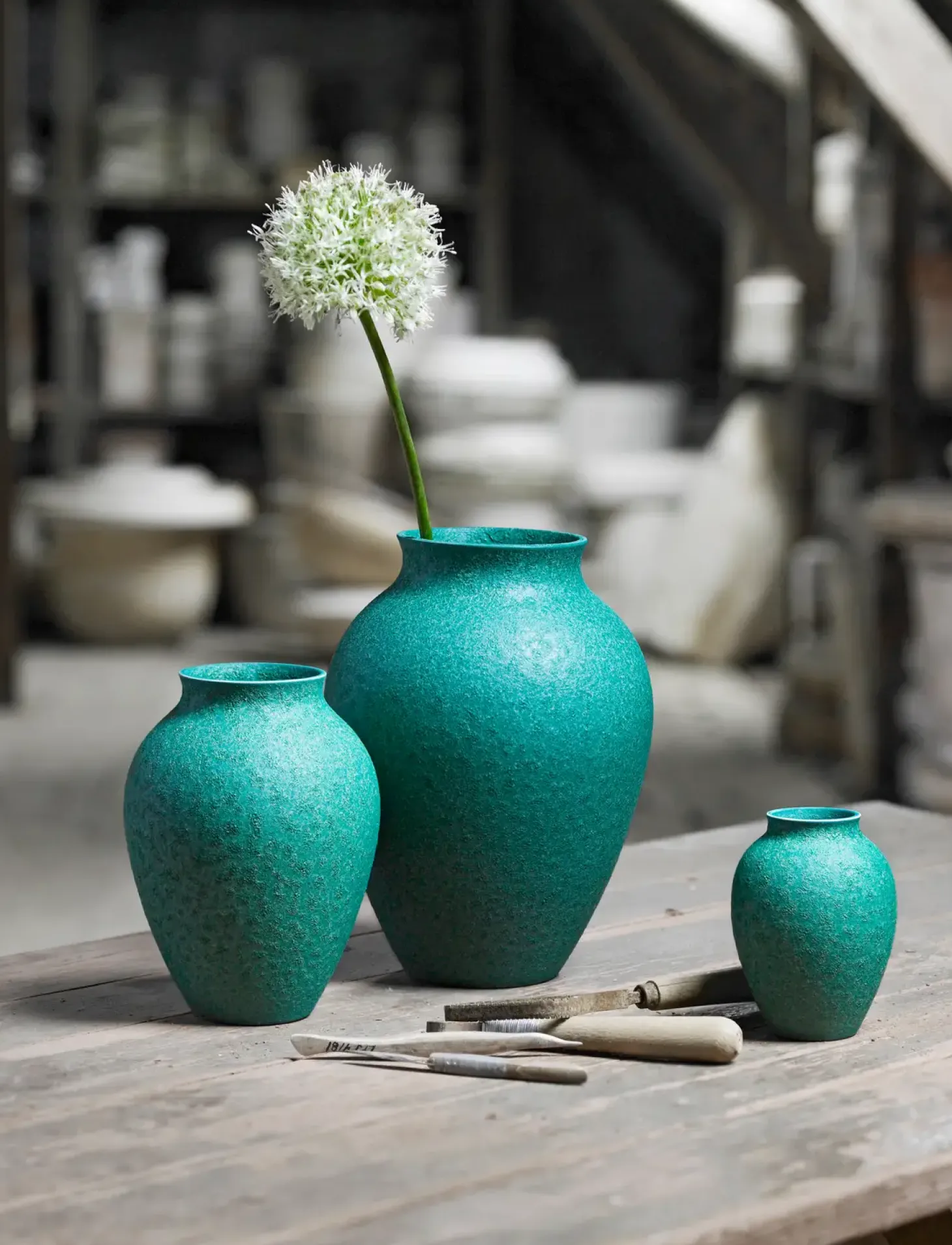 Knabstrup Keramik - vase H 12.5 cm verdigris green