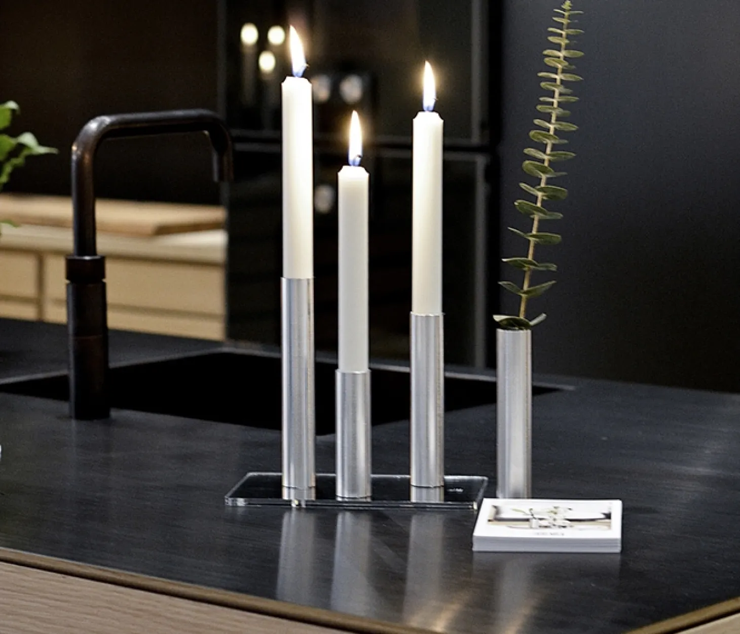 Kunstindustrien - Slim Light lysetage rustfri stål - Højde 10 cm
