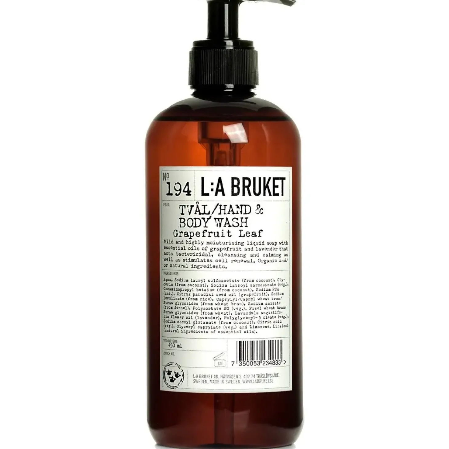 L:A Bruket - Flydende håndsæbe 450 ml - Grapefruit leaf