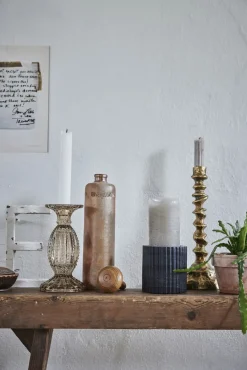 Lene Bjerre - Rustic bloklys sølvgrå stor