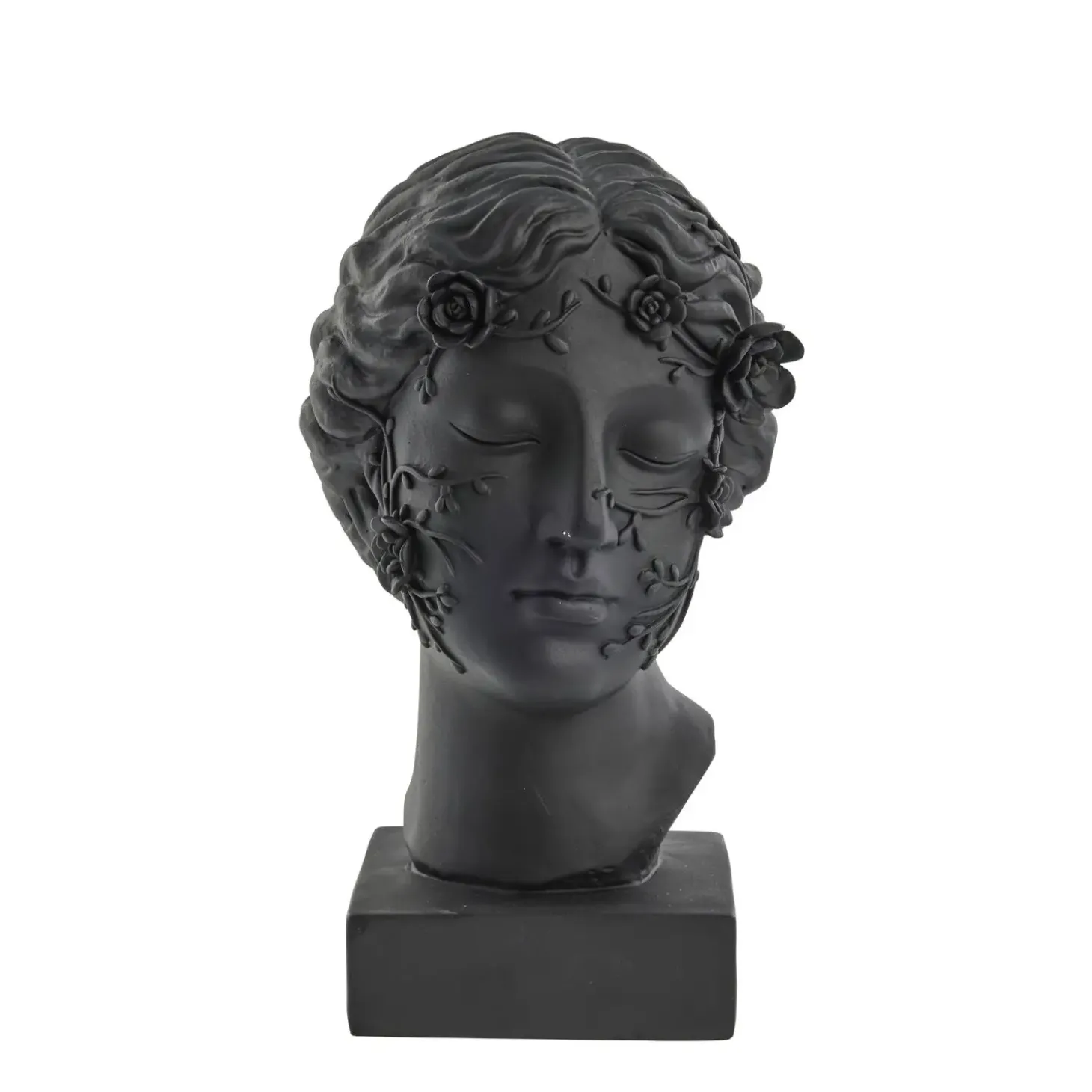 Lene Bjerre - Sielle figur kvinde m. blomster 31 cm. sort