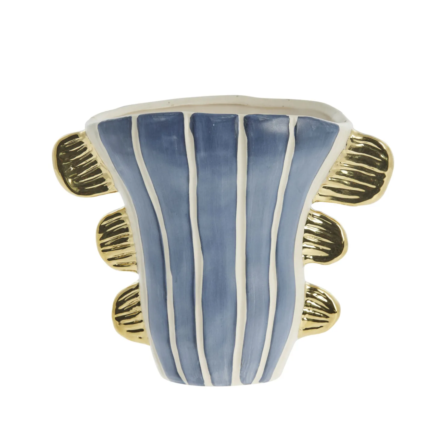 Lene Bjerre - Valentina vase i keramik 24x13 cm. blå/guld