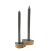 LindDNA lysestage - Curve candle holder nupo pastel green/oak (sæt af 2 stk.)