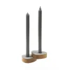 LindDNA lysestage - Curve candle holder nupo metallic/oak (sæt af 2 stk.)