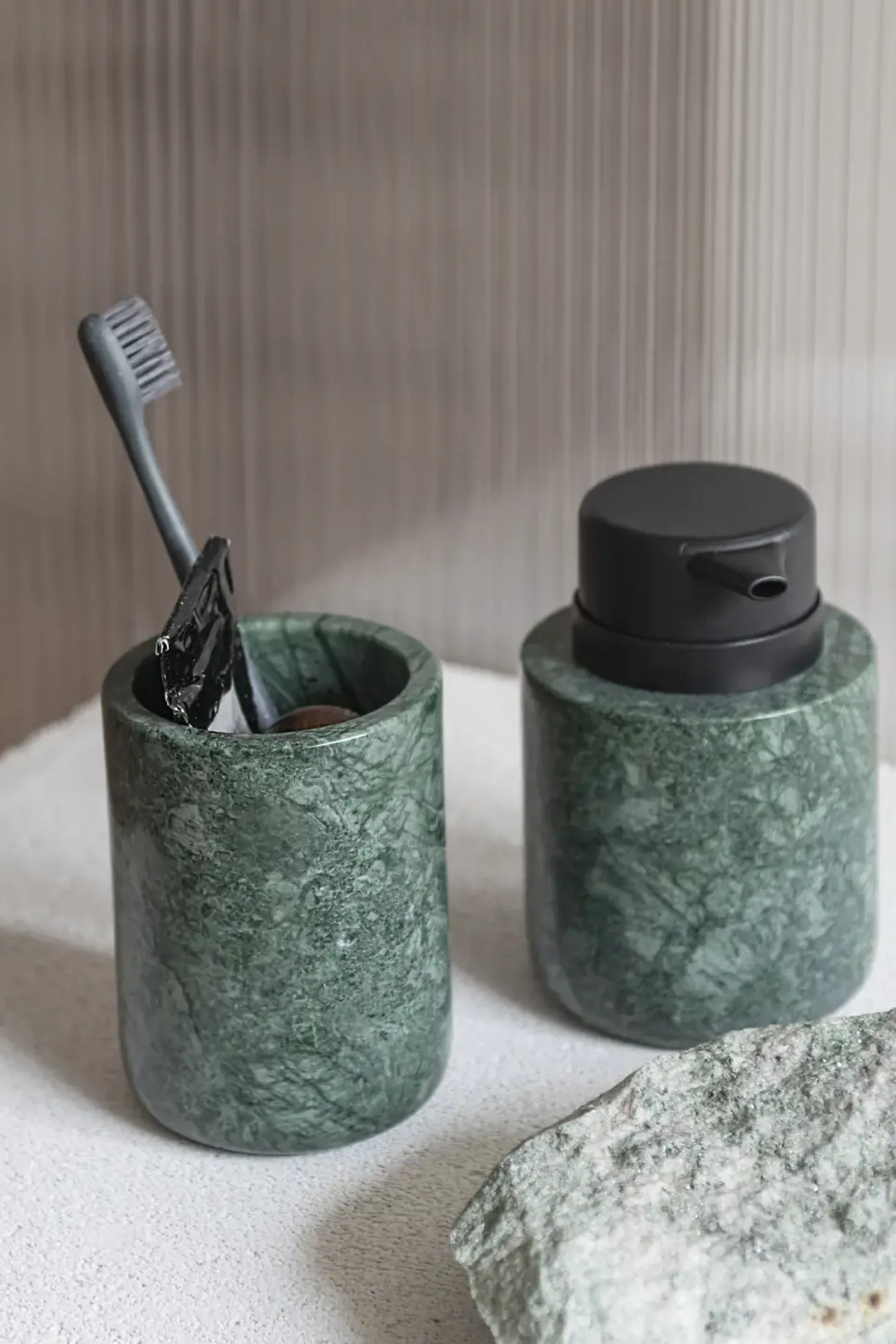 Mette Ditmer - MARBLE dispenser, low - Dark forest