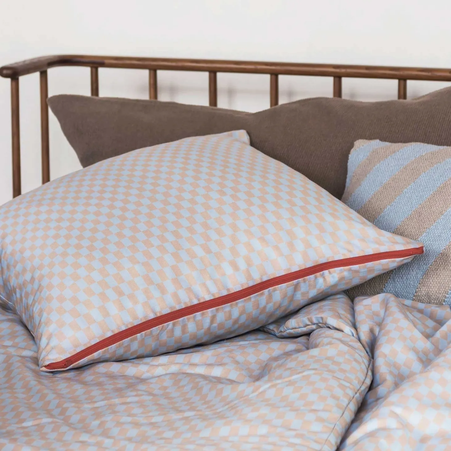 Mette Ditmer - MINI-sengesæt - Light blue/Tan - W200 x L220 cm