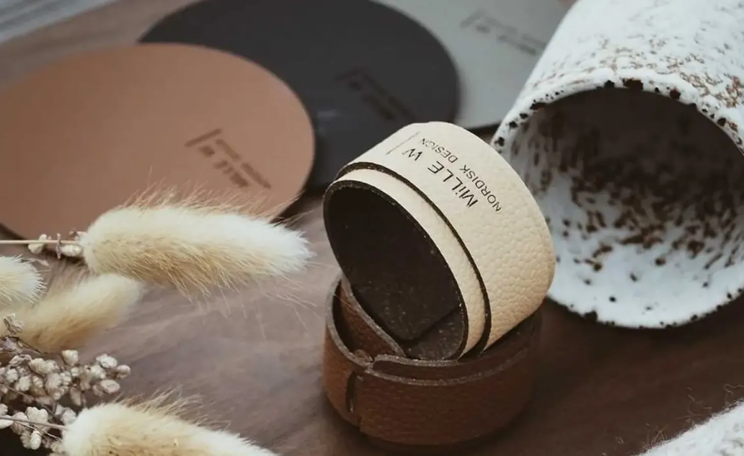 MiLLE W NORDISK DESIGN - Servietring - Beige læder