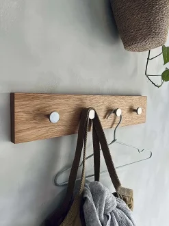 Moudhome - OAK Knagerække Egetræ Med Stål Knager - 50 cm