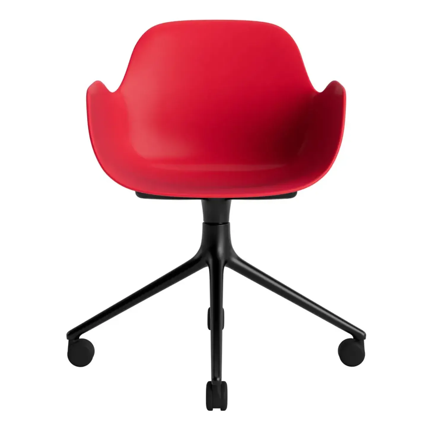 Normann Copenhagen - Form Armstol Swivel 5W med hjul - Sort/Rød