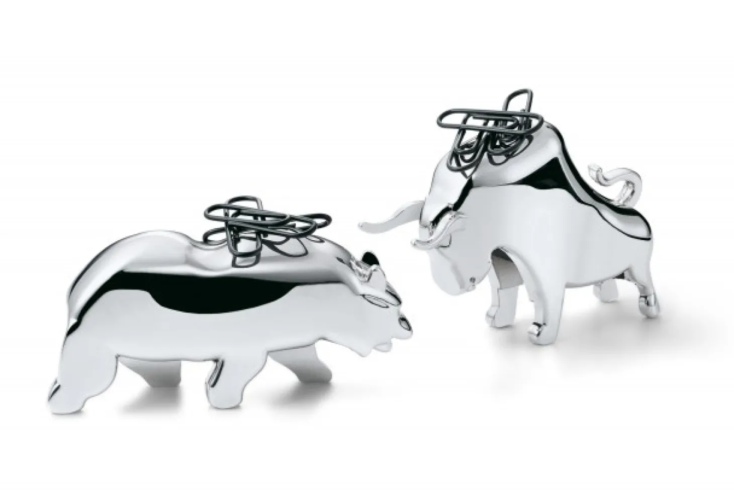 Philippi - Bull & Bear paper clip holder, 2 pcs set