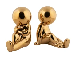 Present time - Bookend Joey ceramic gold plated, Set of 2pcs