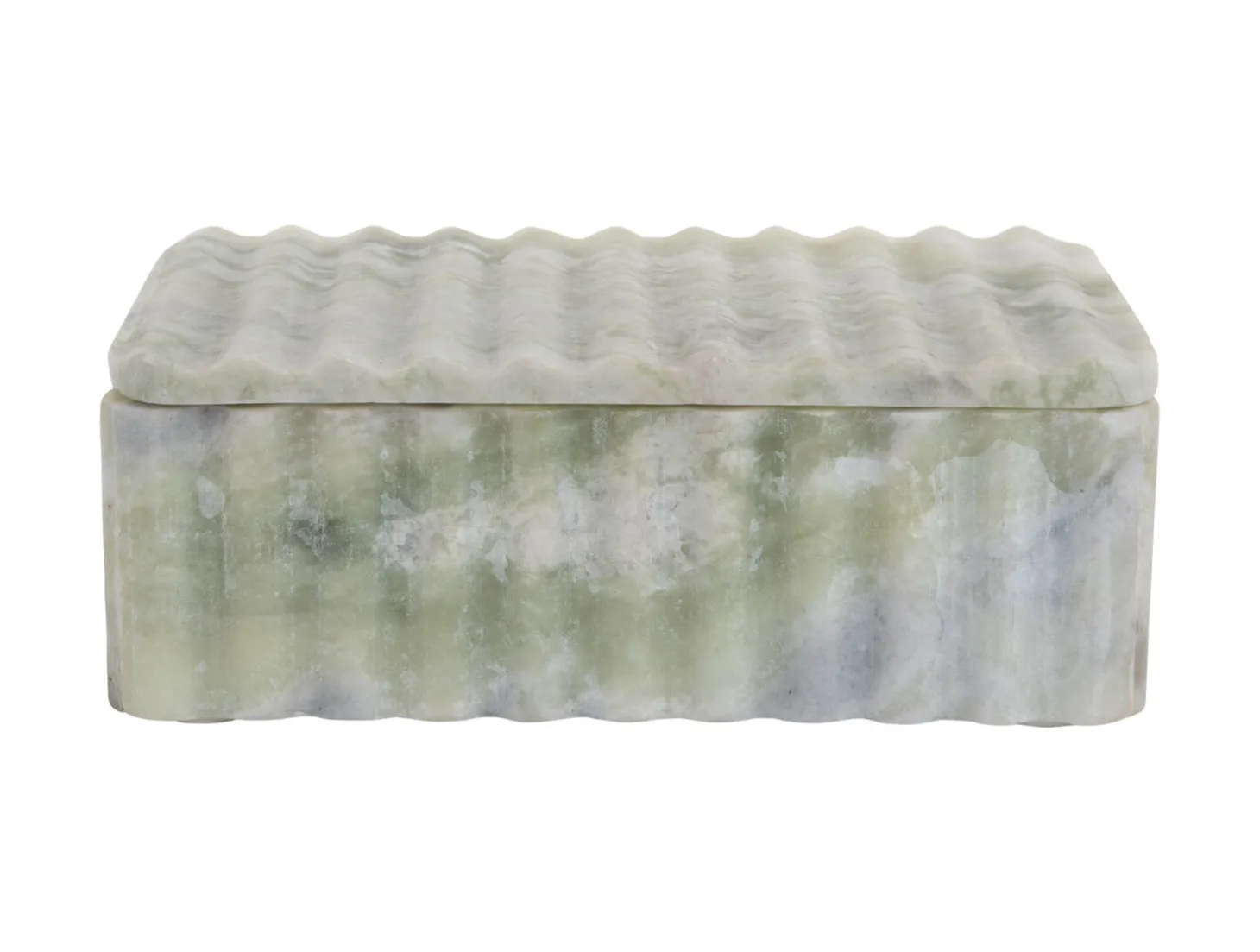 Present time - Bowl rectangle with lid marble himalayan green