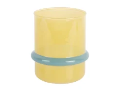 Present time - Candle holder Animado Anillo mango yellow w. soft blue