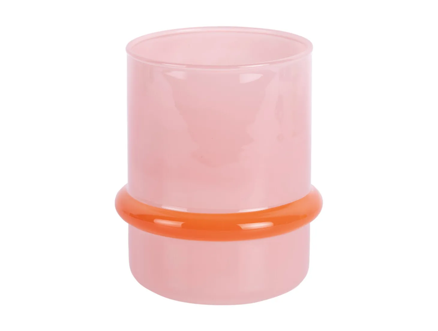 Present time - Candle holder Animado Anillo soft pink w. bright orange