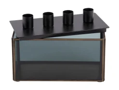 Present time - Candle holder Boxed rectangle glass black