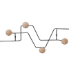 Present time - Coat rack Zig Zag black w. wooden knobs