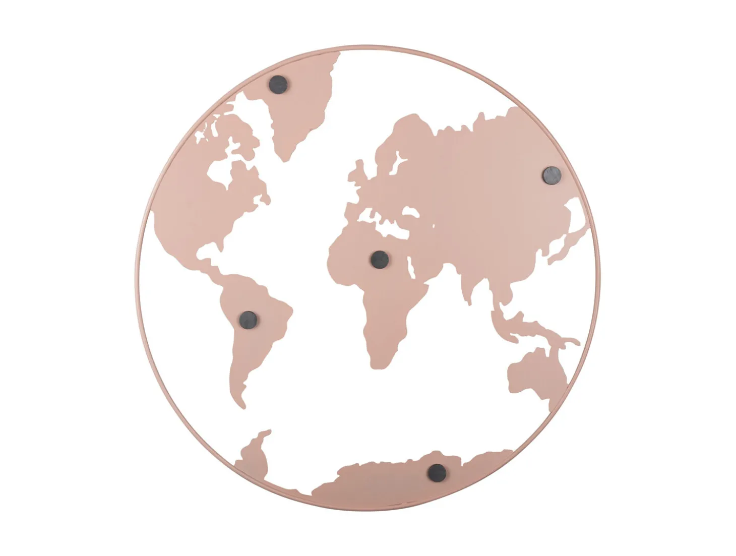 Present time - Memo board World Map w. magnets iron light pink