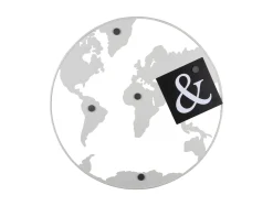Present time - Memo board World Map w. magnets iron white