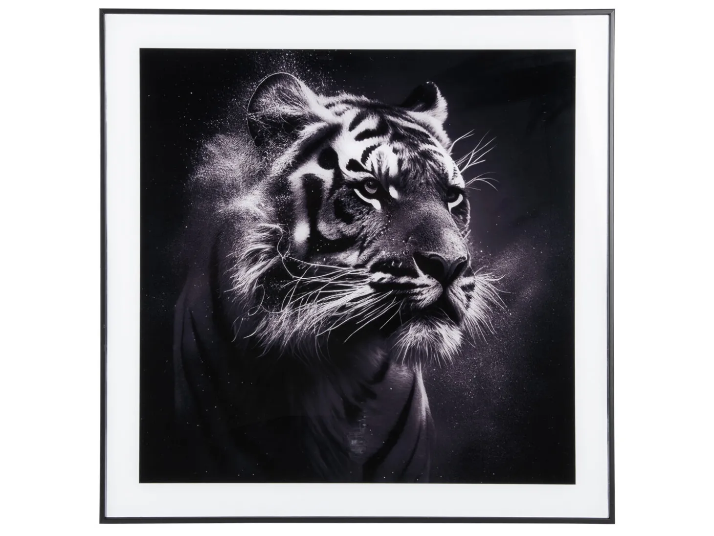 Present time - Photo art Tiger glass black & white