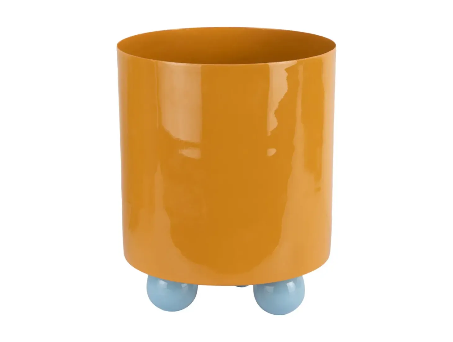 Present time - Plant pot Double Funky large mango yellow w. soft blue