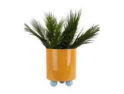 Present time - Plant pot Double Funky large mango yellow w. soft blue