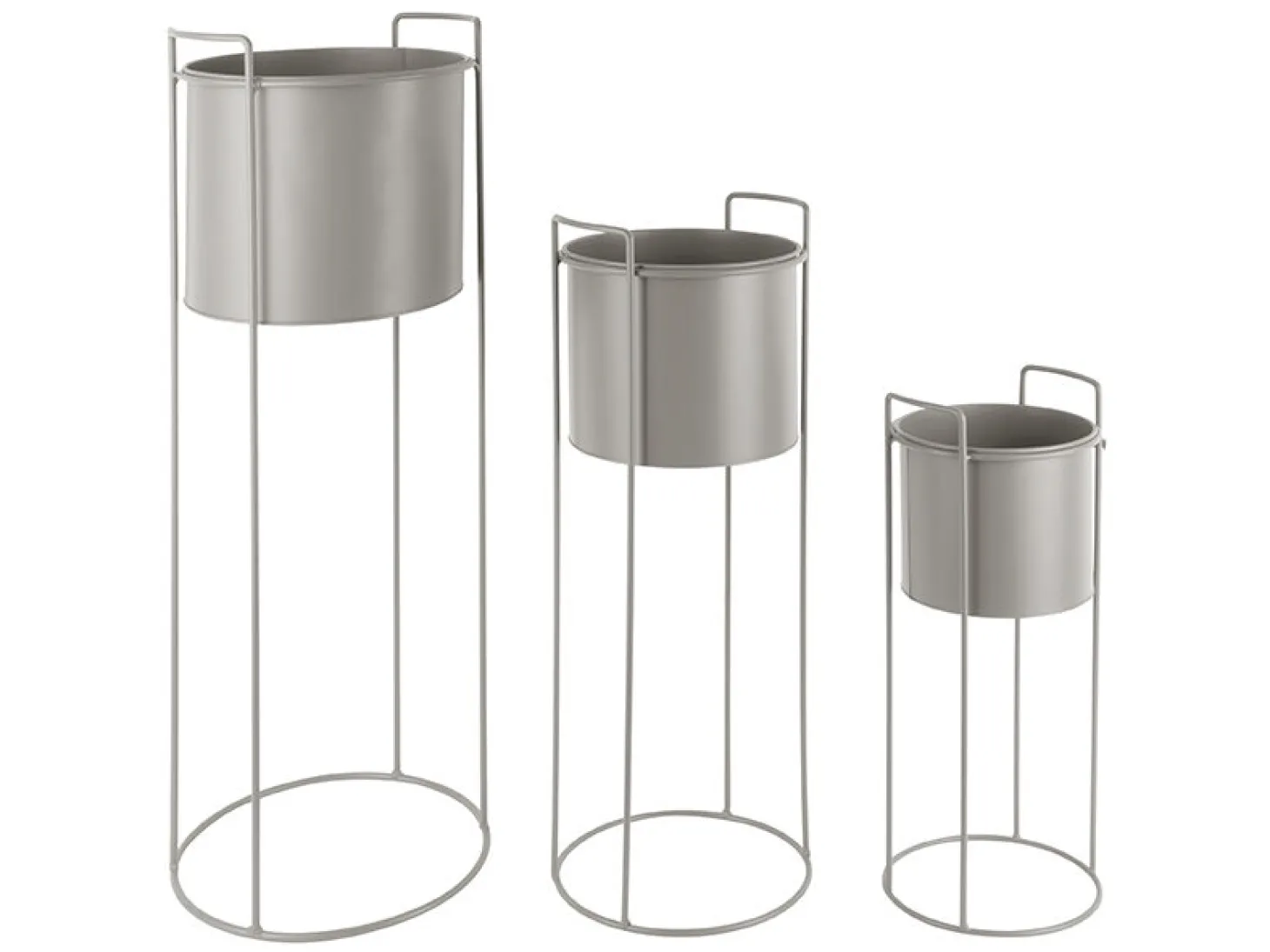 Present time - Plant pot set Essence round iron warm grey