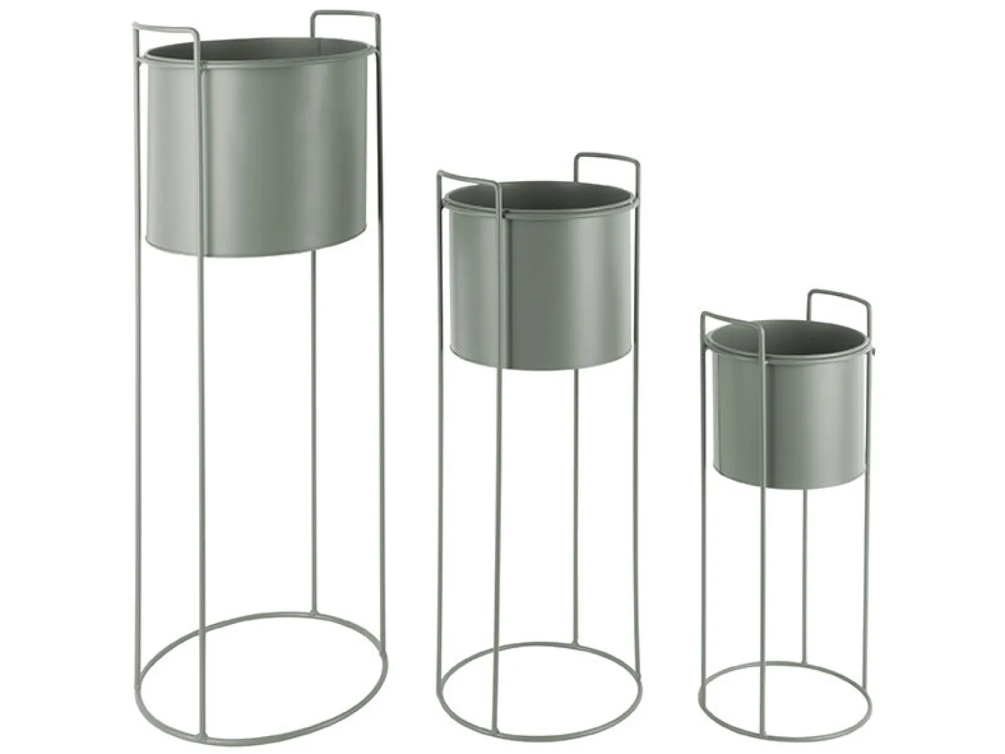 Present time - Plant pot set Essence round iron jungle green