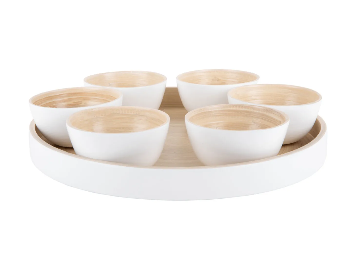 Present time - Snack tray Puro round bamboo white