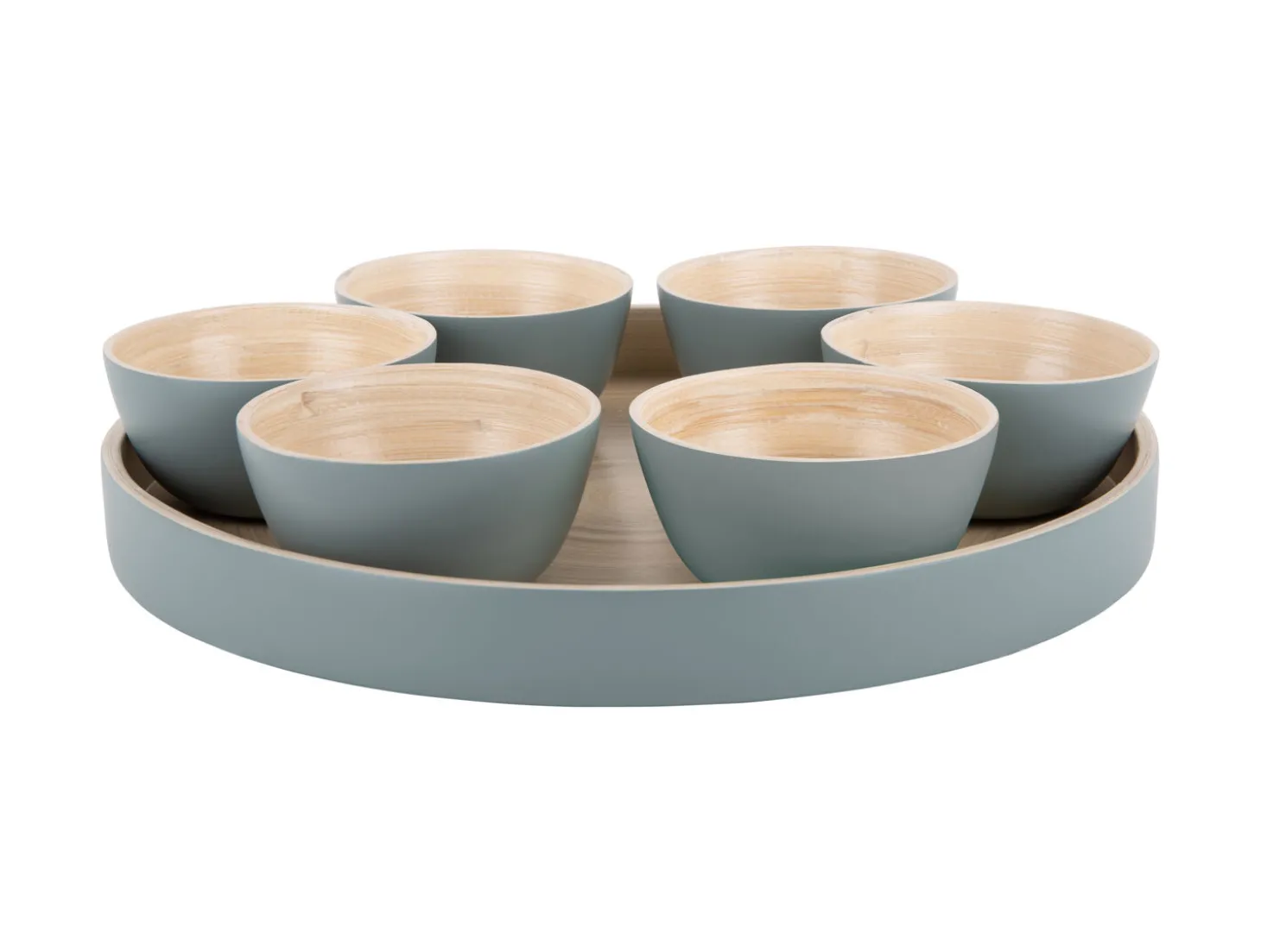 Present time - Snack tray Puro round bamboo jungle green
