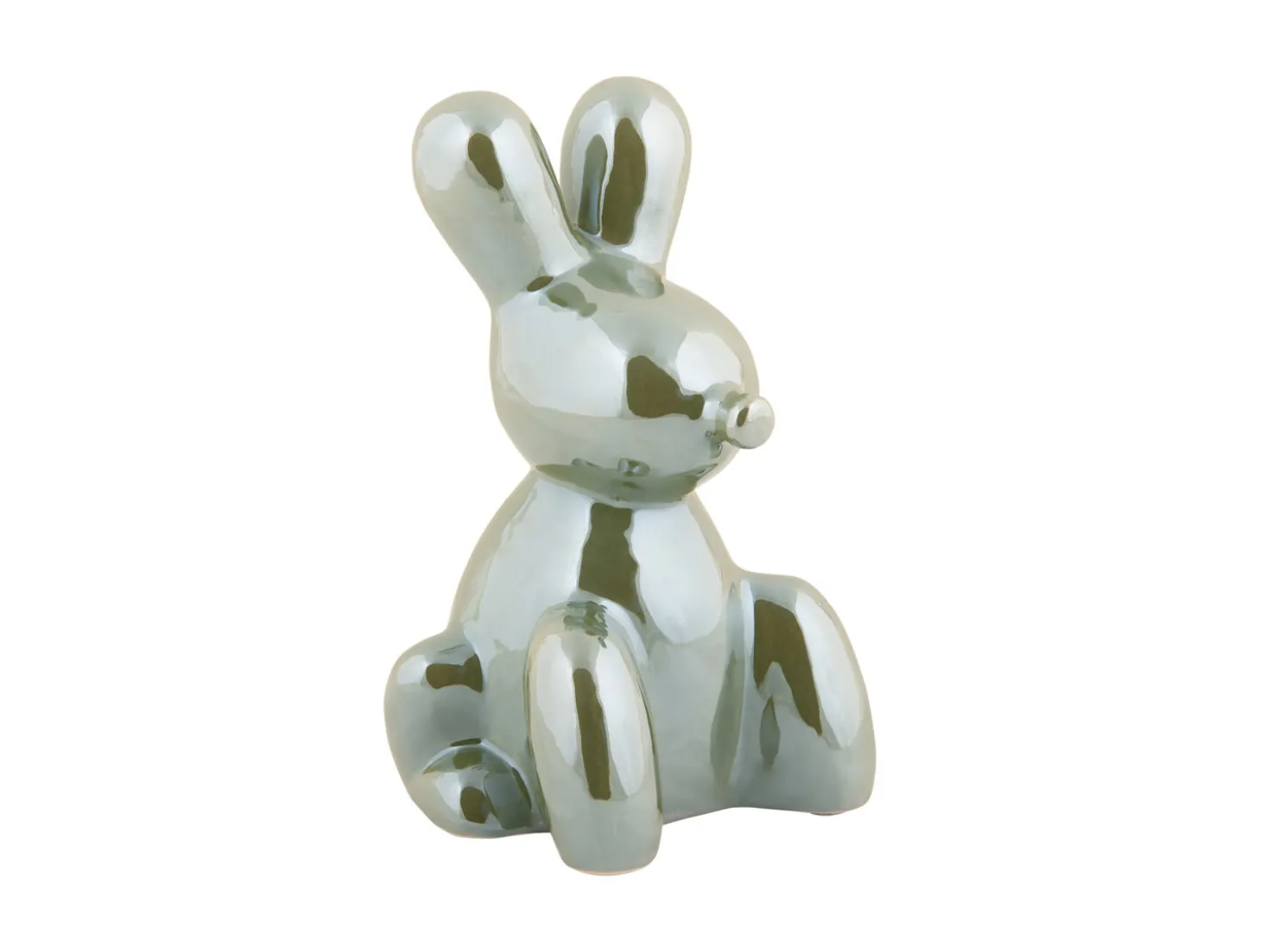 Present time - Statue Balloon Bunny ceramic jungle green plated