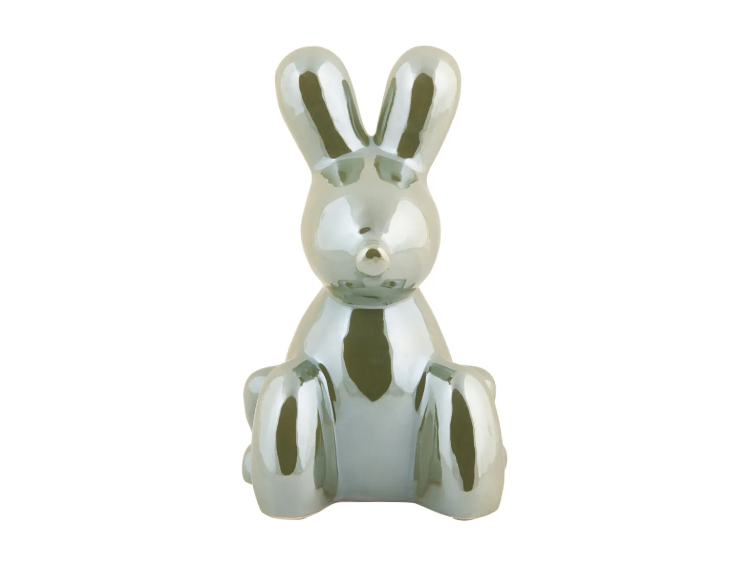 Present time - Statue Balloon Bunny ceramic jungle green plated