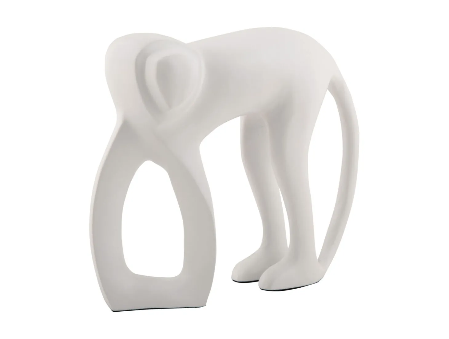 Present time - Statue Monkey metal matt white