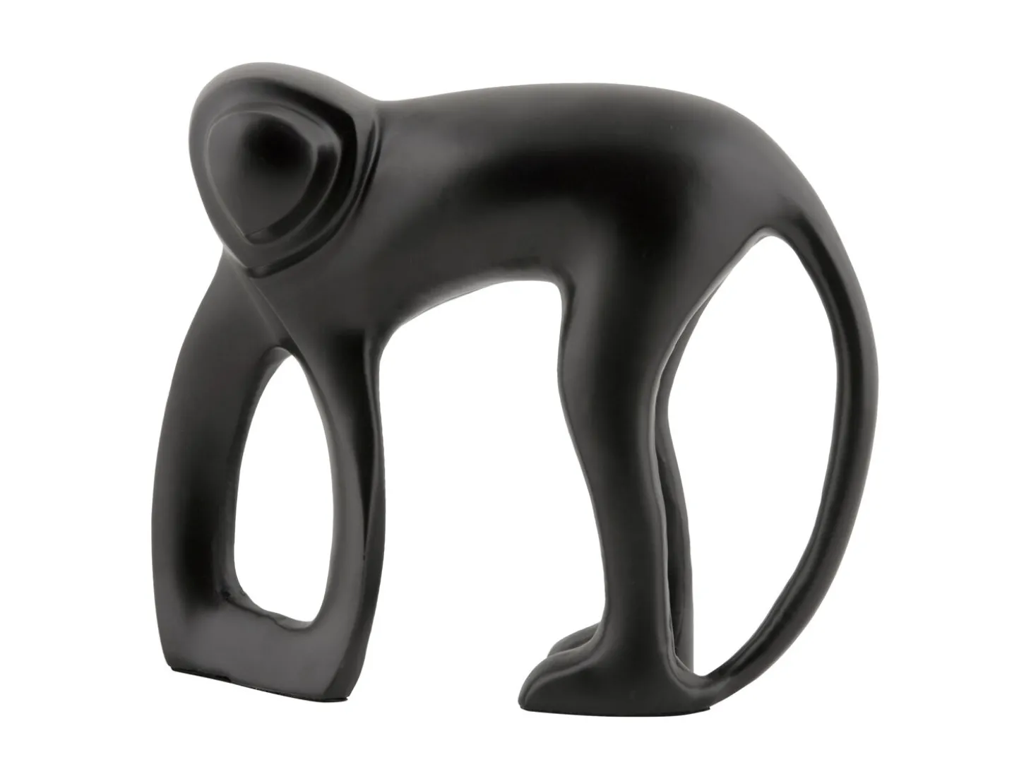 Present time - Statue Monkey metal matt black