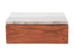 Present time - Storage box Acacia large brown marble lid
