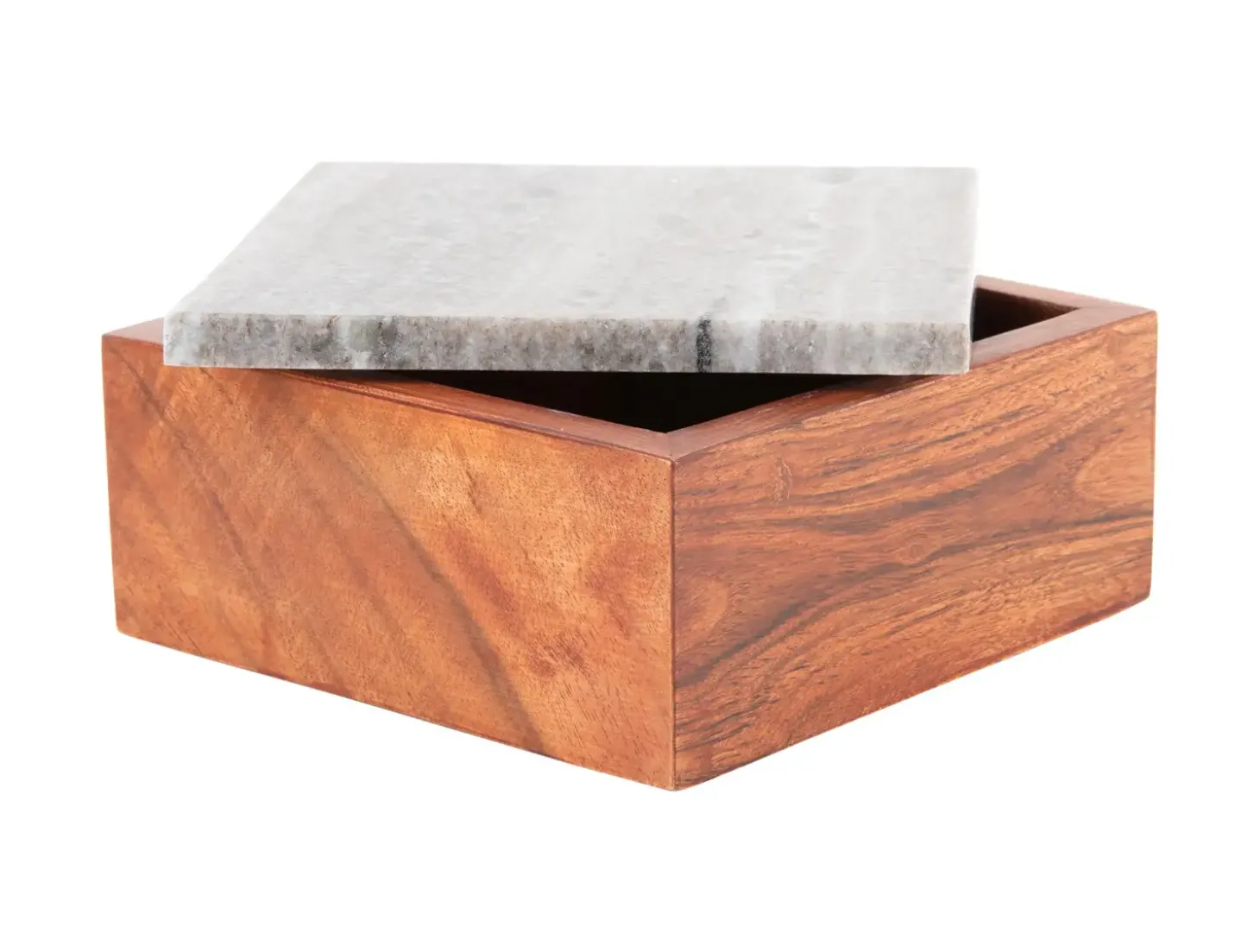 Present time - Storage box Acacia brown marble lid