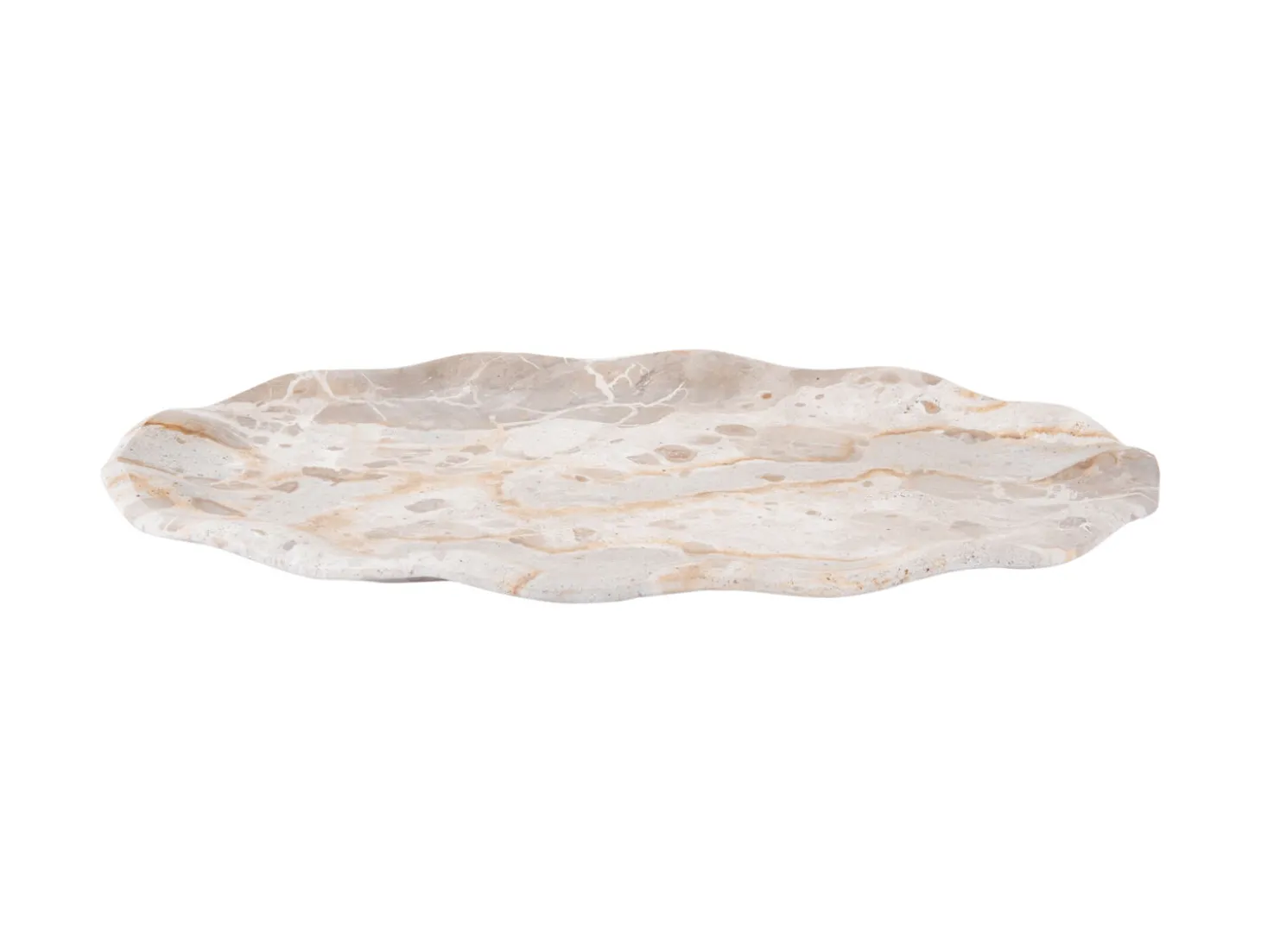 Present time - Tray Waved oval large marble brown
