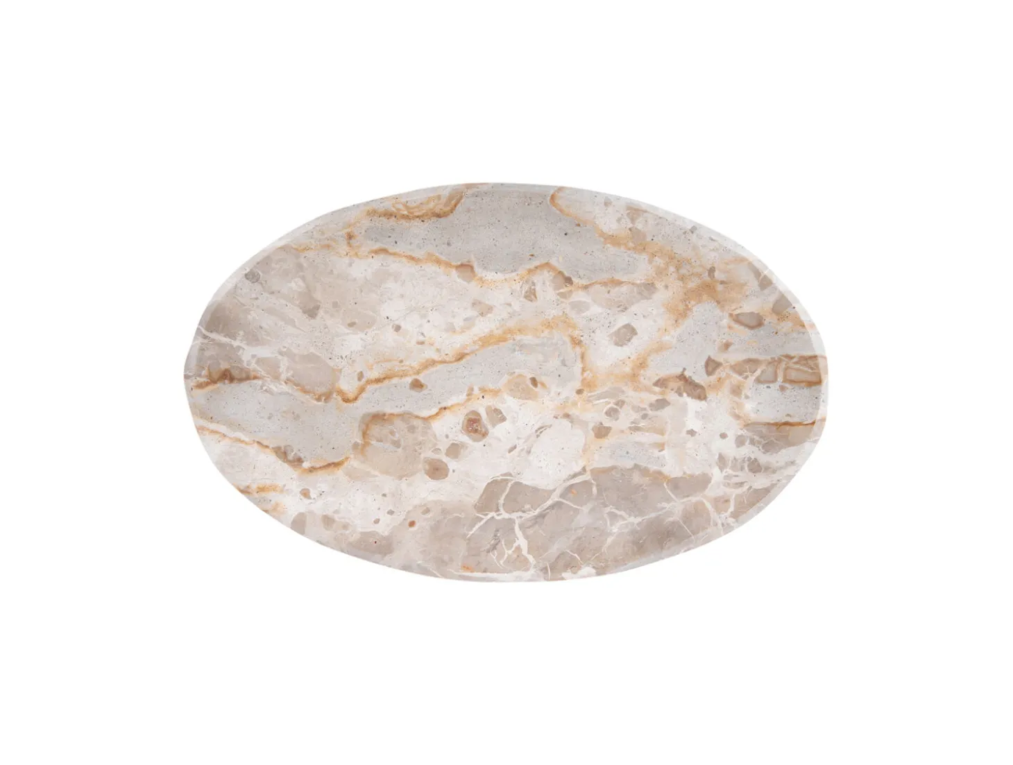 Present time - Tray Waved oval large marble brown